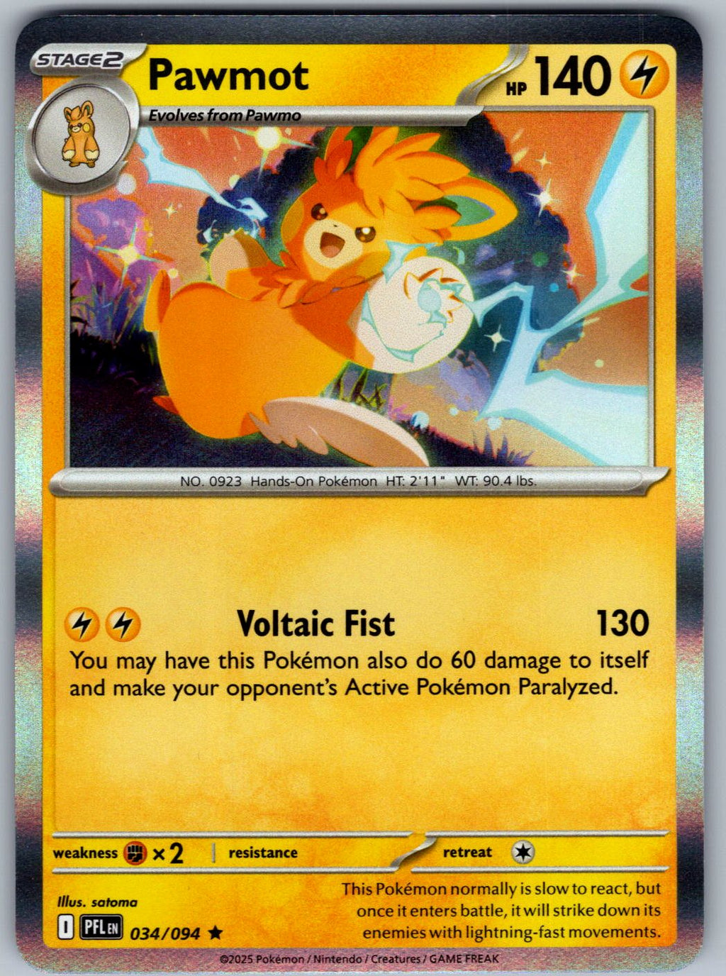 Pawmot 034/094 Phantasmal Flames Pokemon Holo