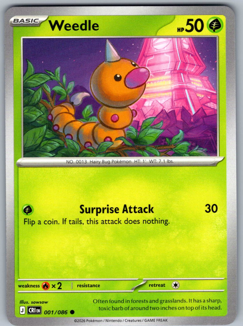 Weedle 001/086 Chaos Rising Pokemon