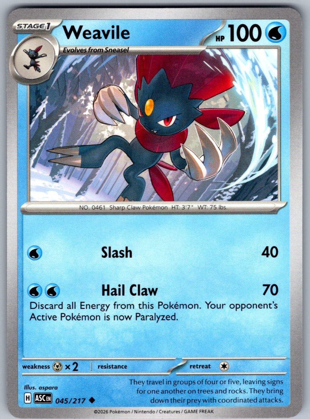 Weavile 045/217 Ascended Heroes Pokemon