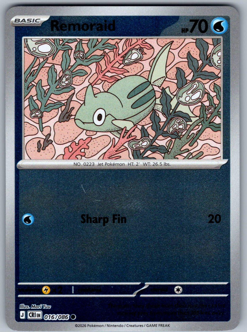 Remoraid 016/086 Chaos Rising Pokemon Reverse Holo