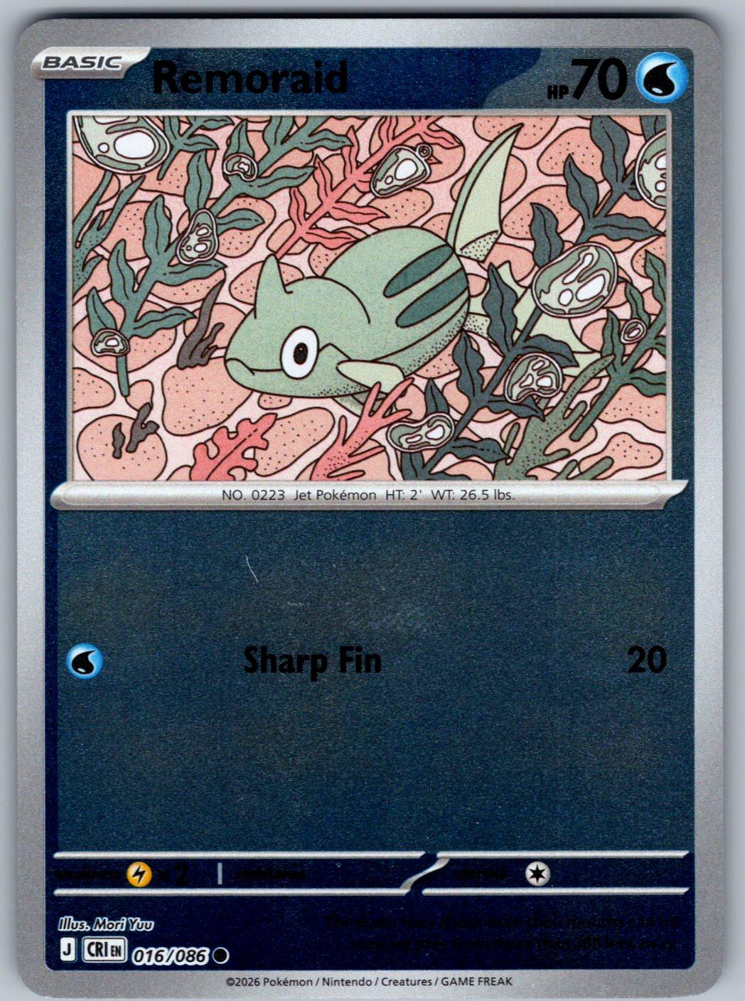 Remoraid 016/086 Chaos Rising Pokemon Reverse Holo