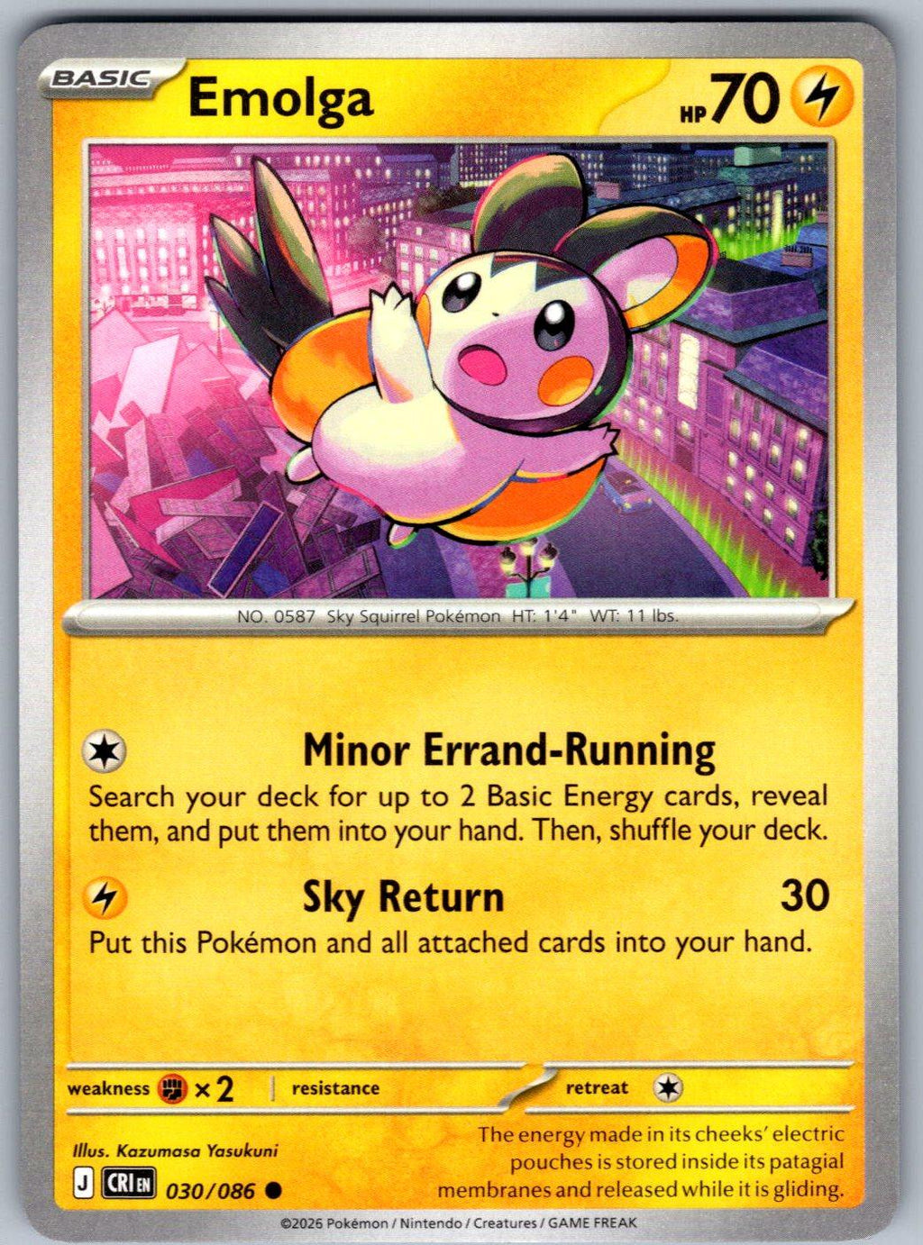 Emolga 030/086 Chaos Rising Pokemon