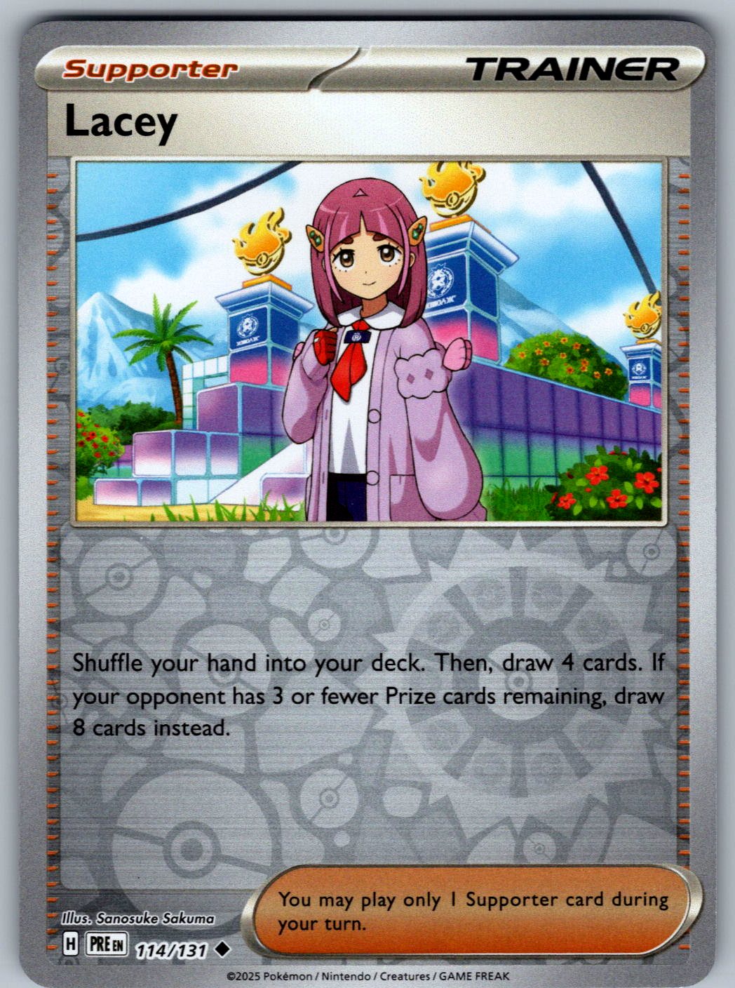 Lacey 114/131 Prismatic Evolutions Pokemon Reverse Holo