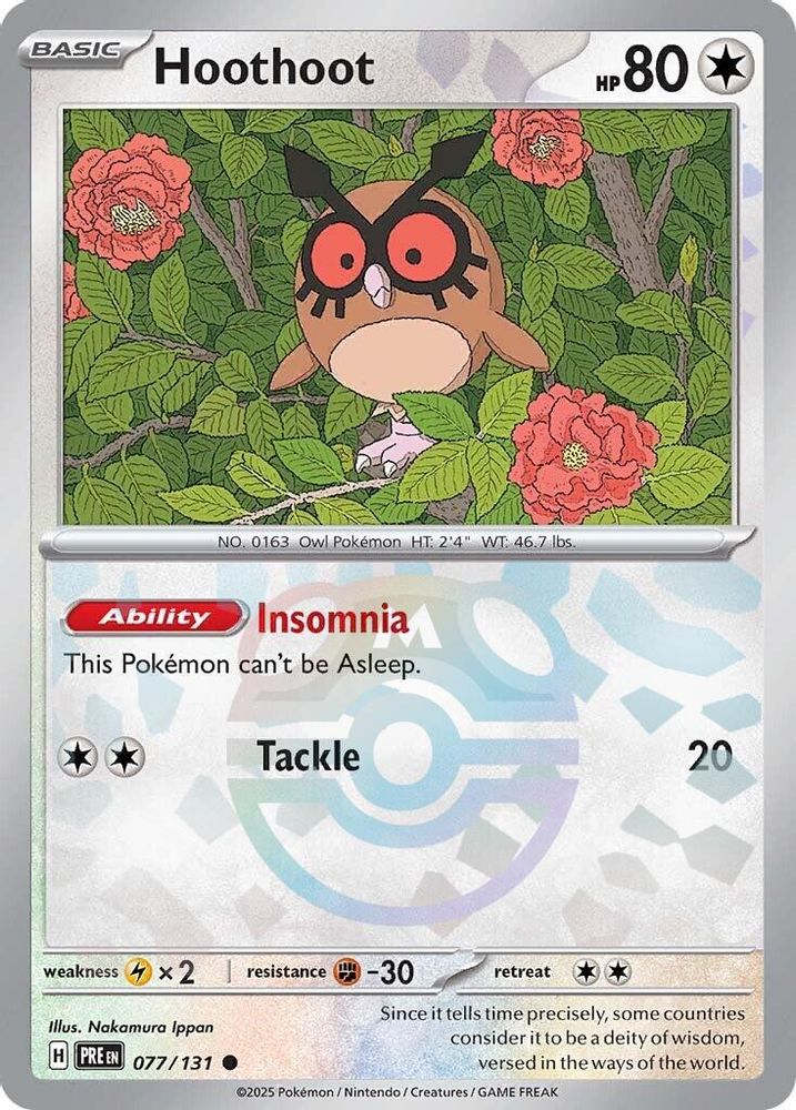 Hoothoot (Master Ball Pattern) 077/131 Prismatic Evolutions Pokemon Holo