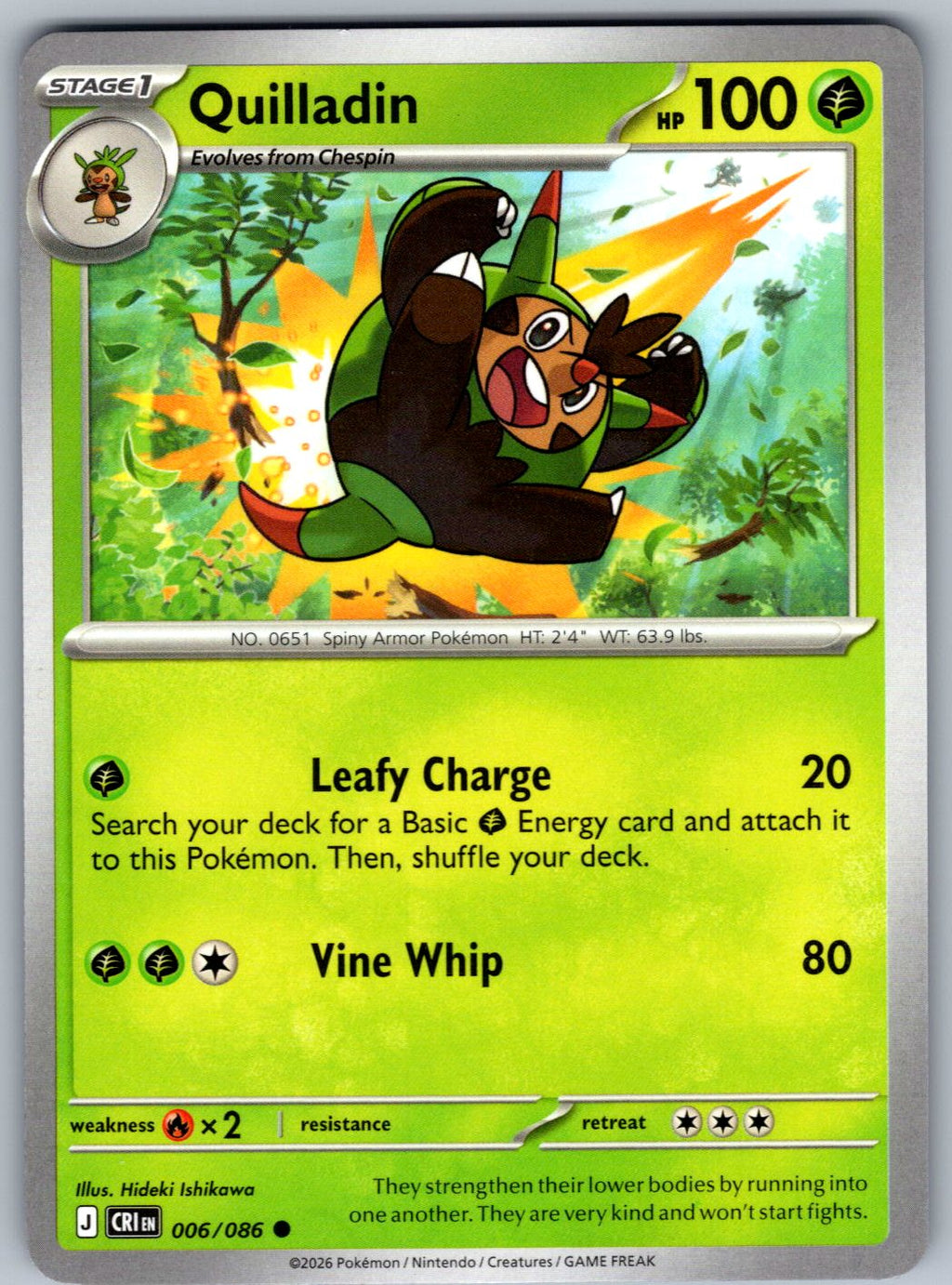 Quilladin 006/086 Chaos Rising Pokemon