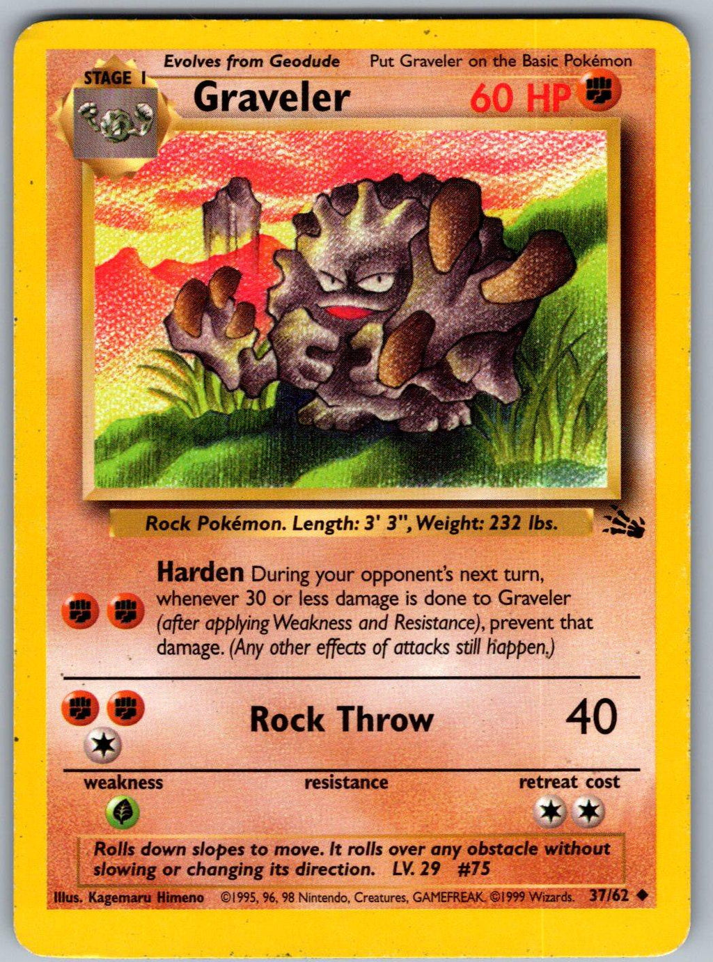 Graveler 37/62 Fossil Pokemon Unlimited