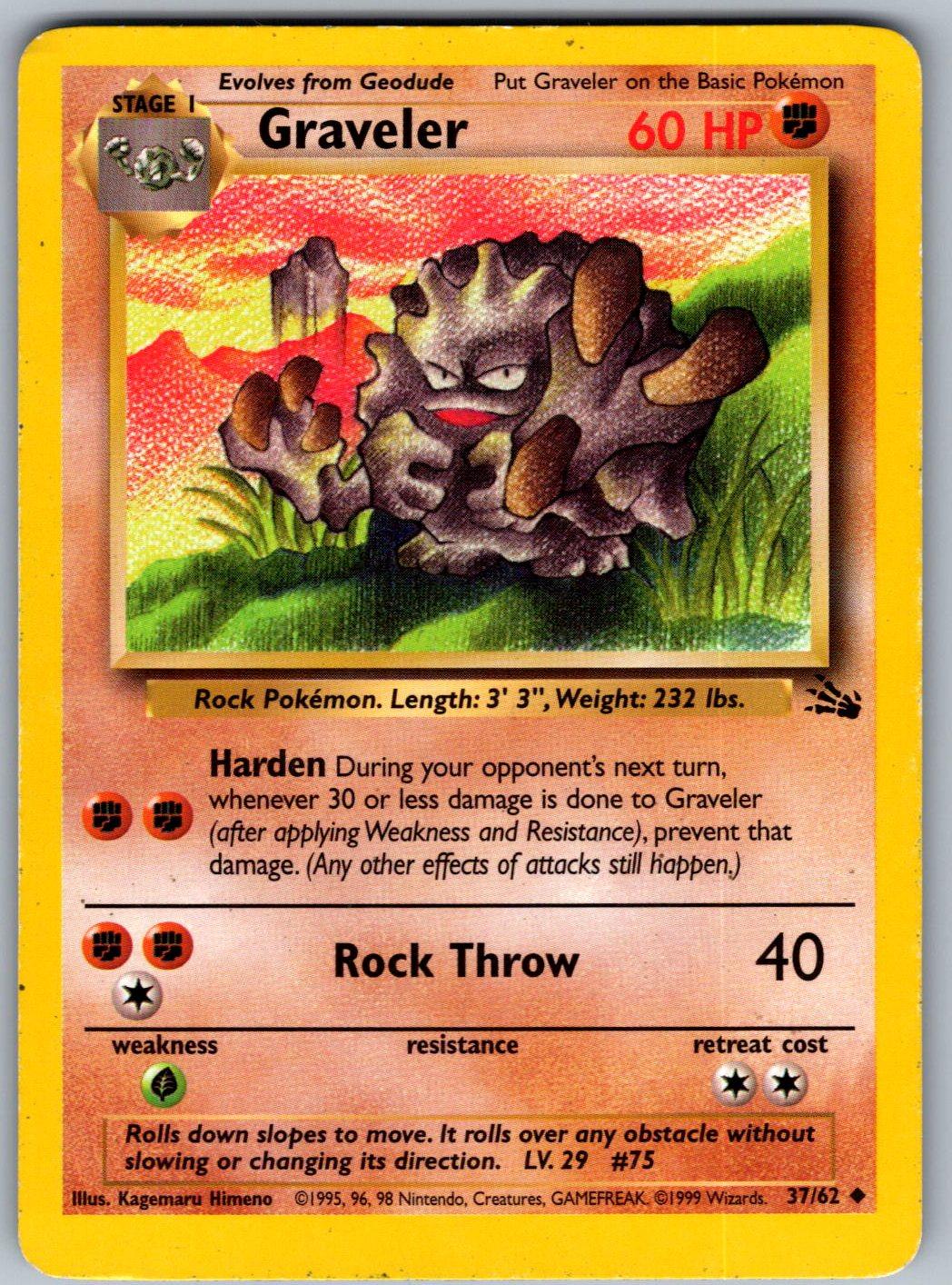 Graveler 37/62 Fossil Pokemon Unlimited
