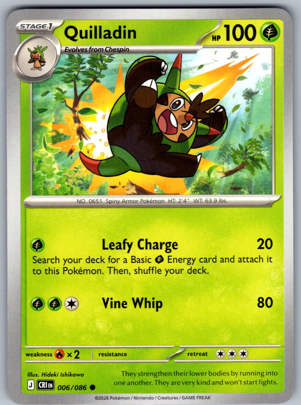 Quilladin 006/086 Chaos Rising Pokemon