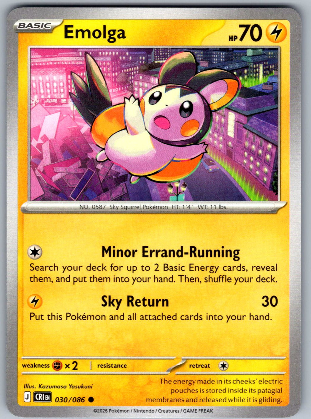 Emolga 030/086 Chaos Rising Pokemon