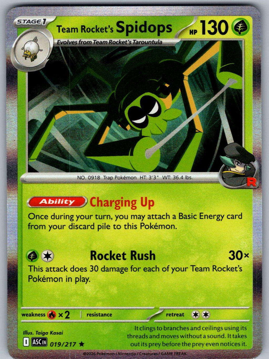 Team Rocket's Spidops 019/217 Ascended Heroes Pokemon Holo