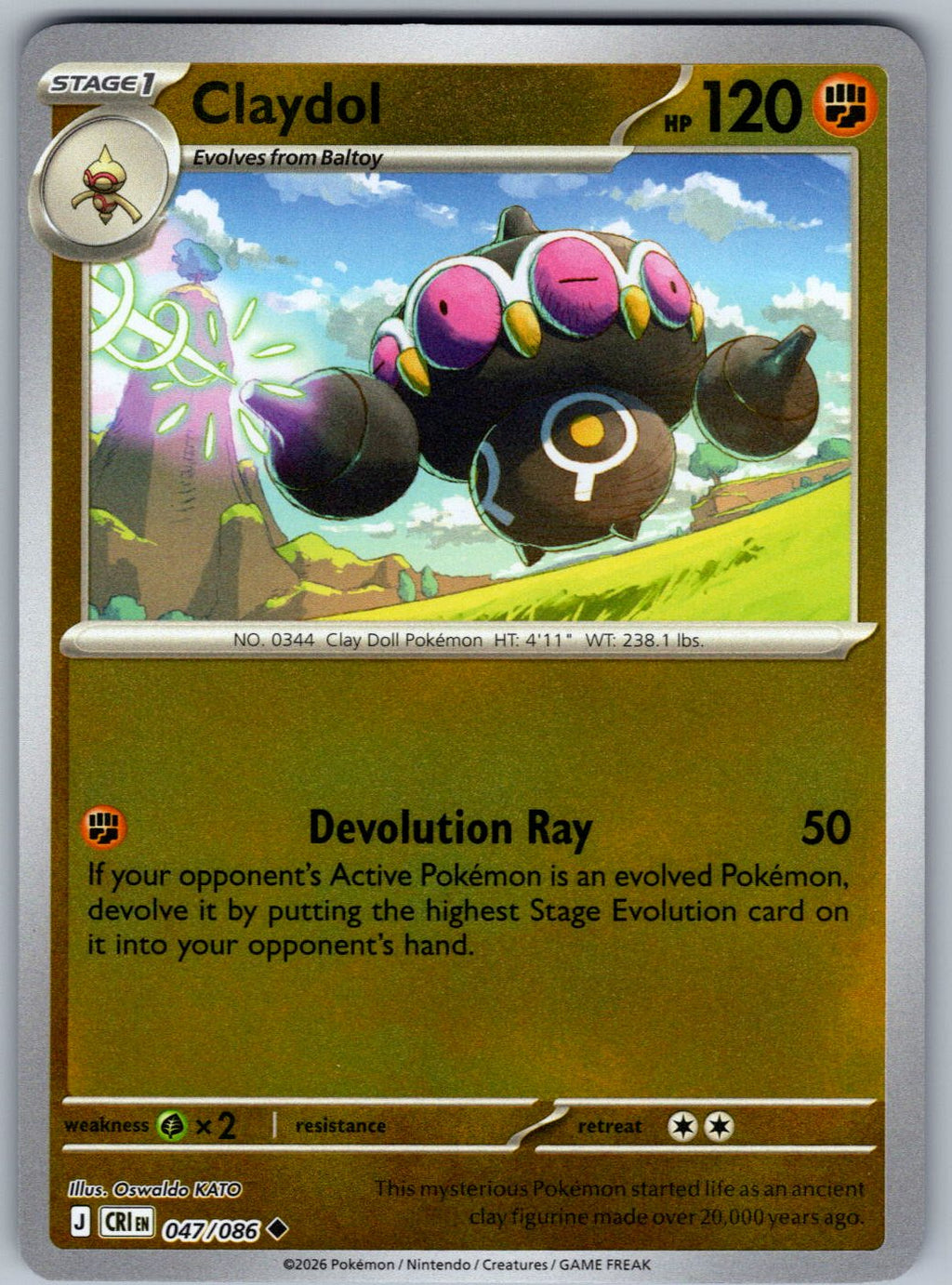 Claydol 047/086 Chaos Rising Pokemon Reverse Holo