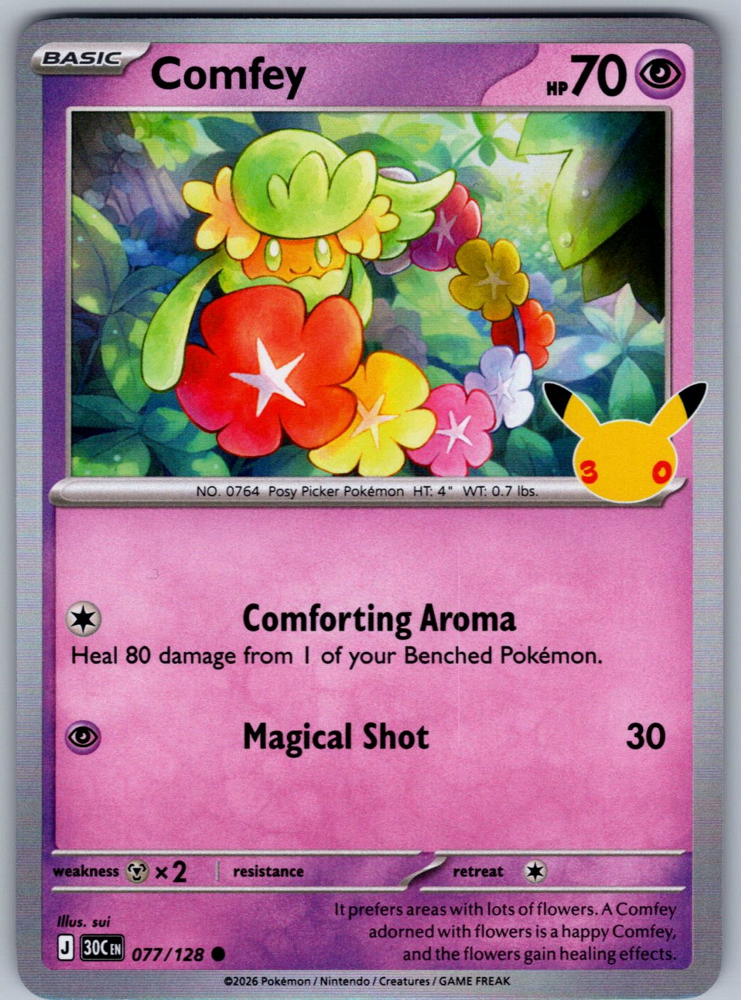 Comfey 077/128 ME: 30th Celebration Pokemon Holo