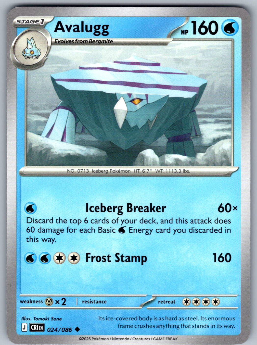 Avalugg 024/086 Chaos Rising Pokemon