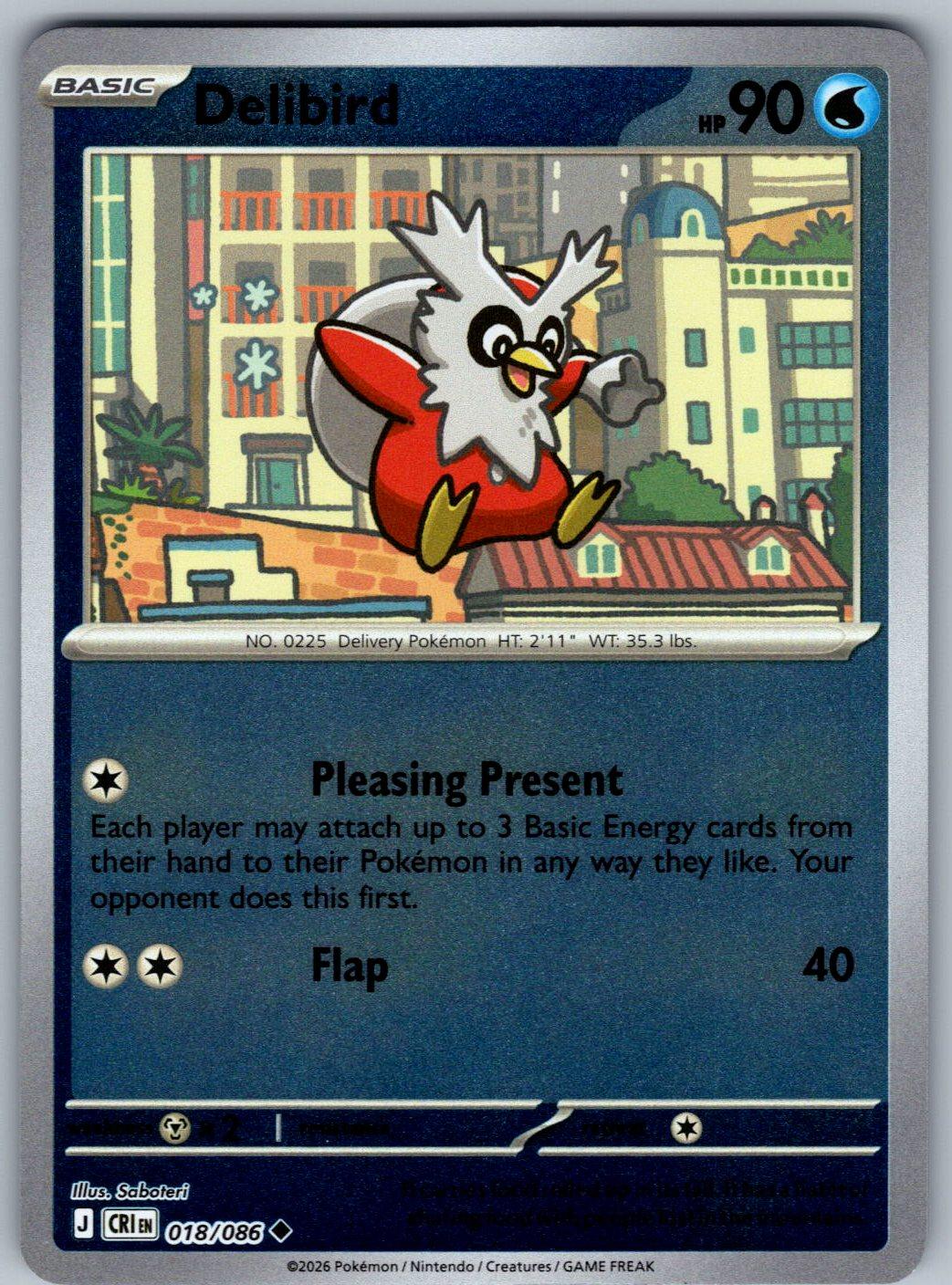 Delibird 018/086 Chaos Rising Pokemon Reverse Holo
