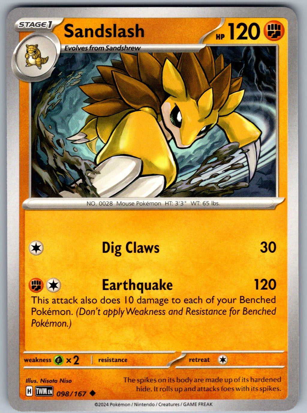 Sandslash 098/167 Twilight Masquerade Pokemon