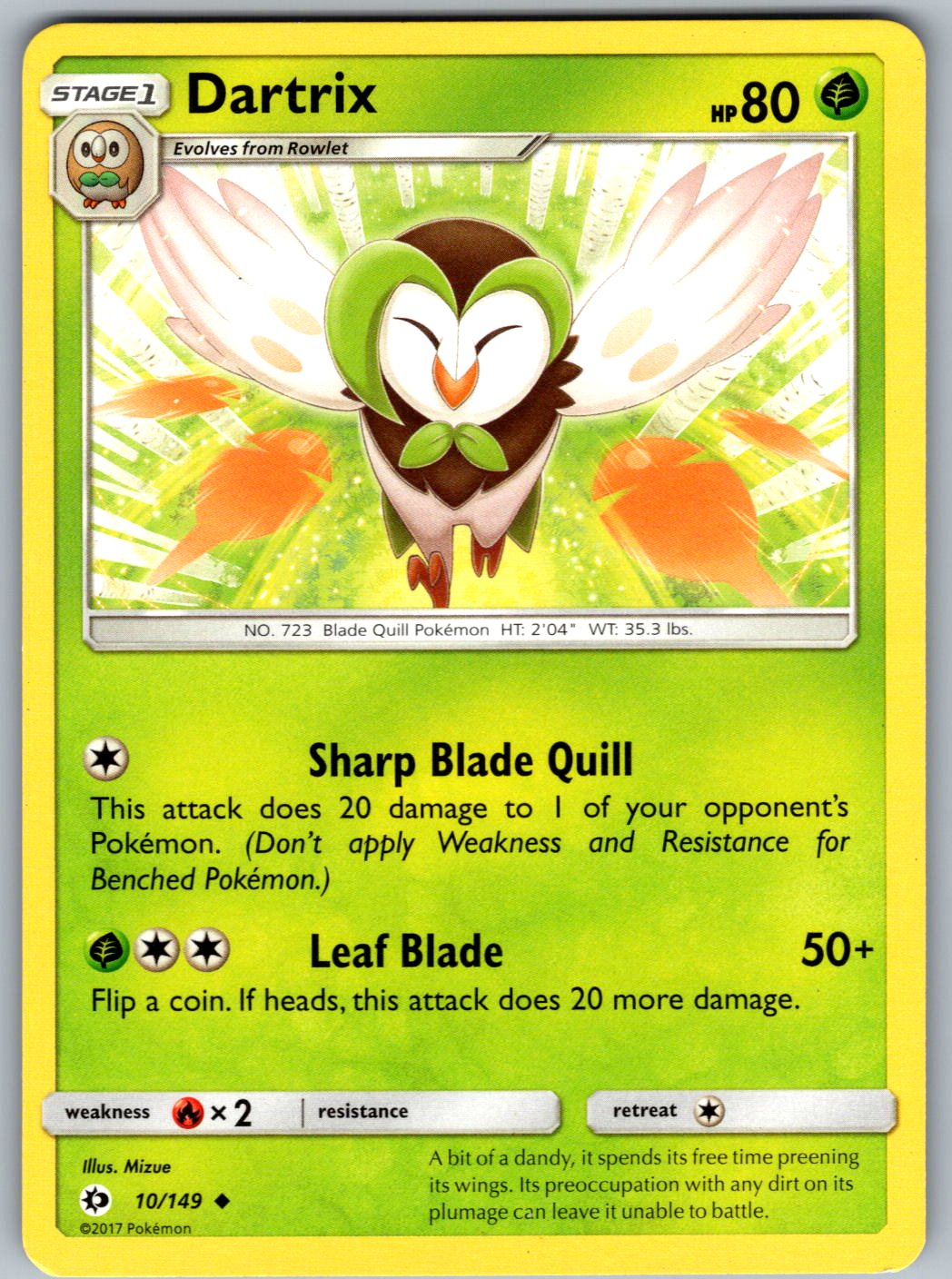 Dartrix 10/149 SM Base Set Pokemon