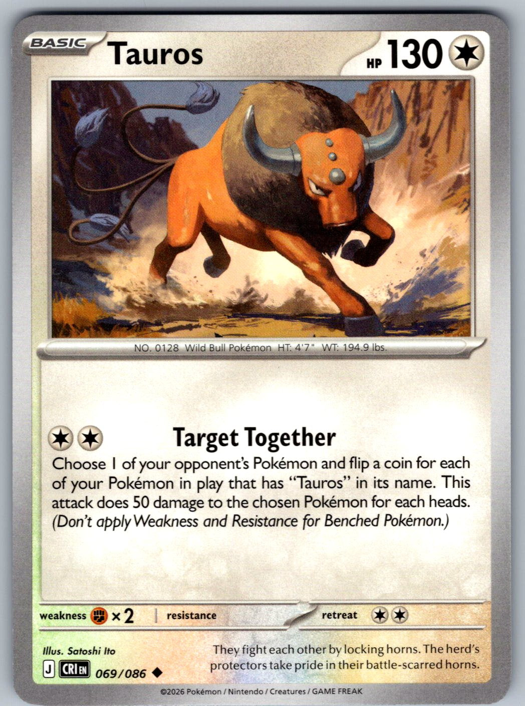 Tauros 069/086 Chaos Rising Pokemon