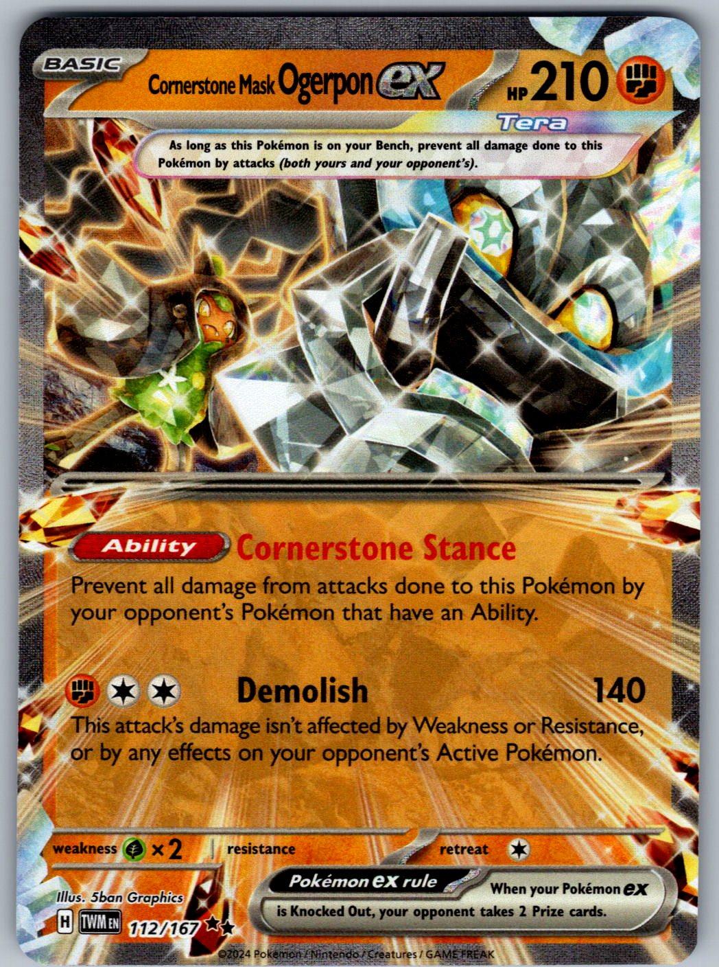 Cornerstone Mask Ogerpon ex 112/167 Twilight Masquerade Pokemon Holo