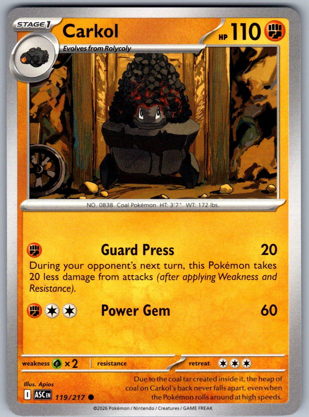 Carkol 119/217 Ascended Heroes Pokemon