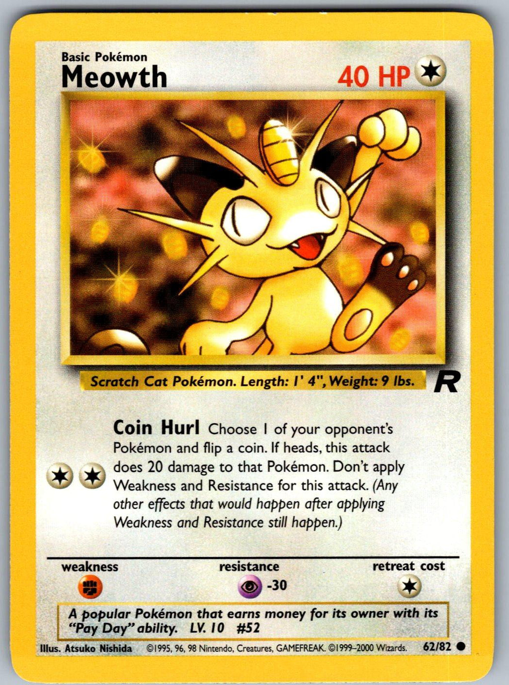 Meowth 62/82 Team Rocket Pokemon Unlimited