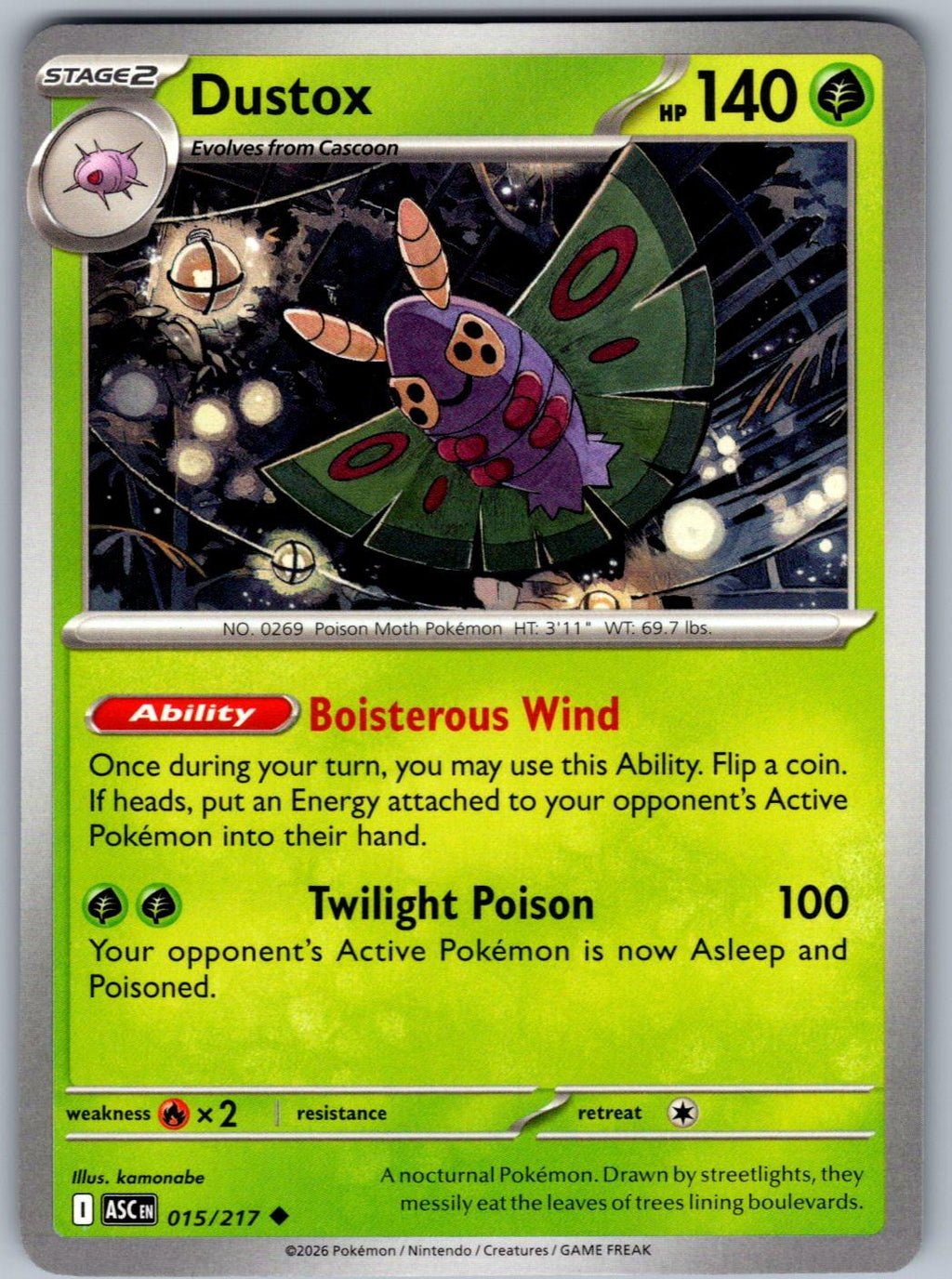 Dustox 015/217 Ascended Heroes Pokemon