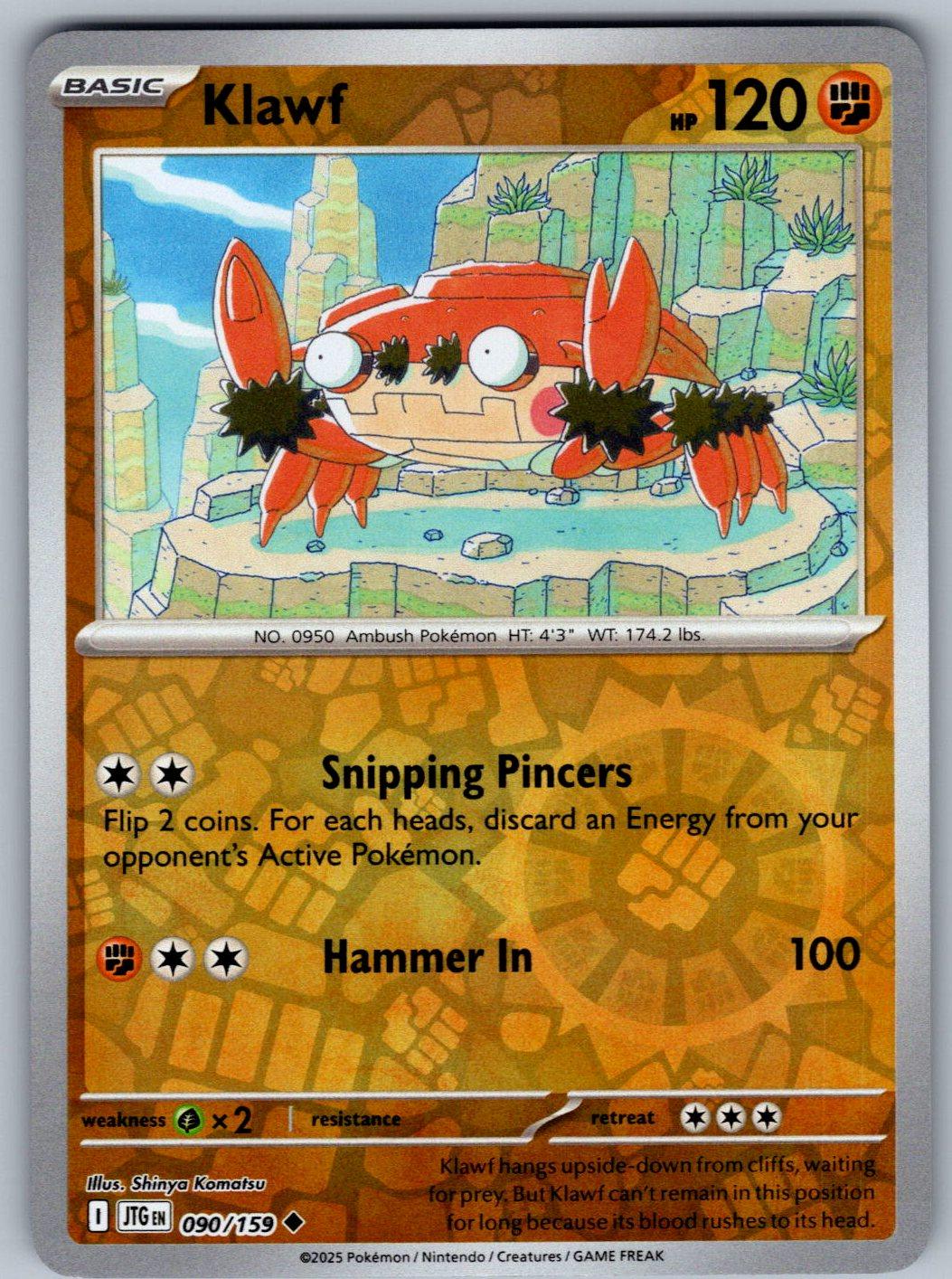 Klawf 090/159 Journey Together Pokemon Reverse Holo