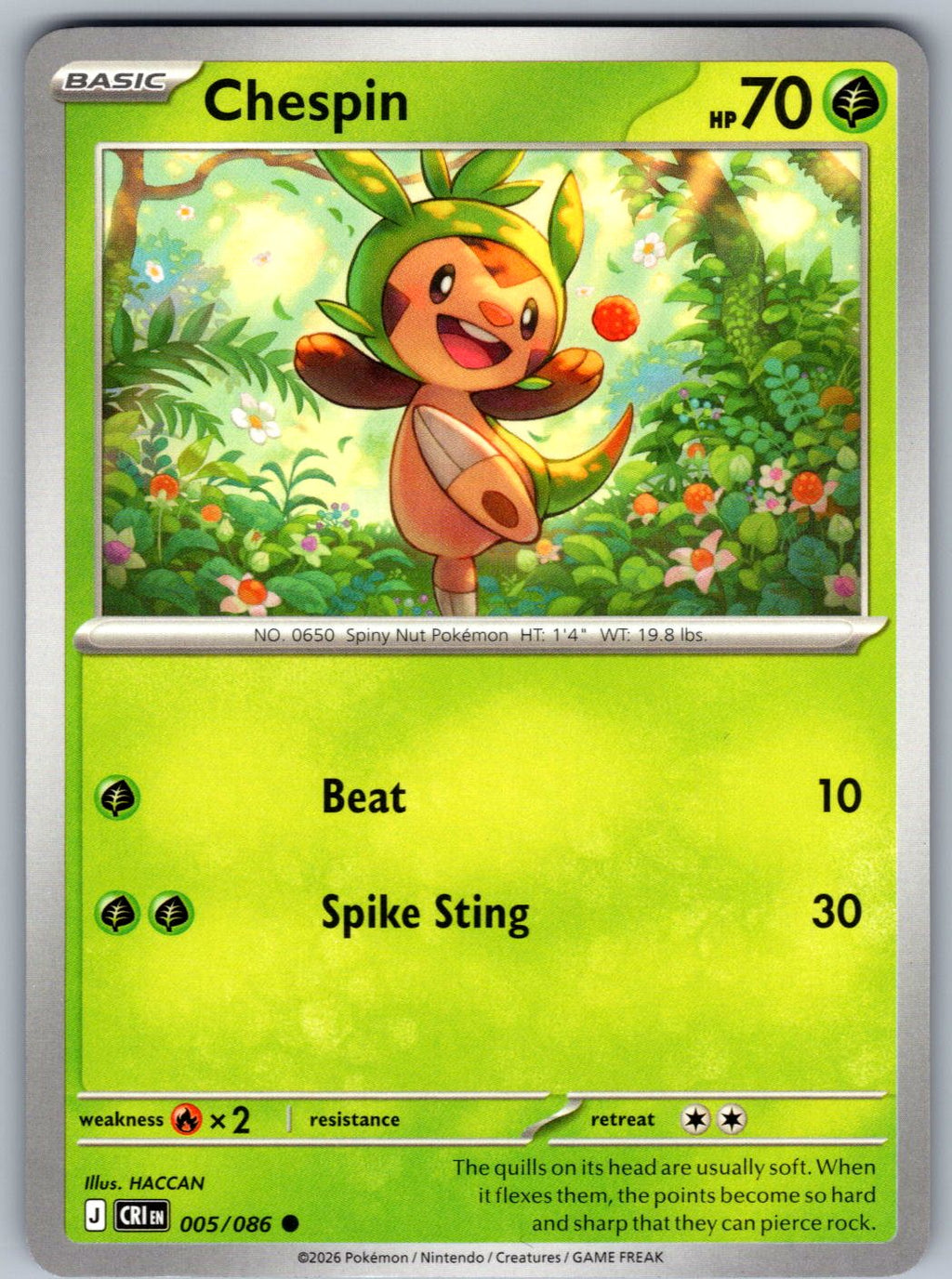 Chespin 005/086 Chaos Rising Pokemon