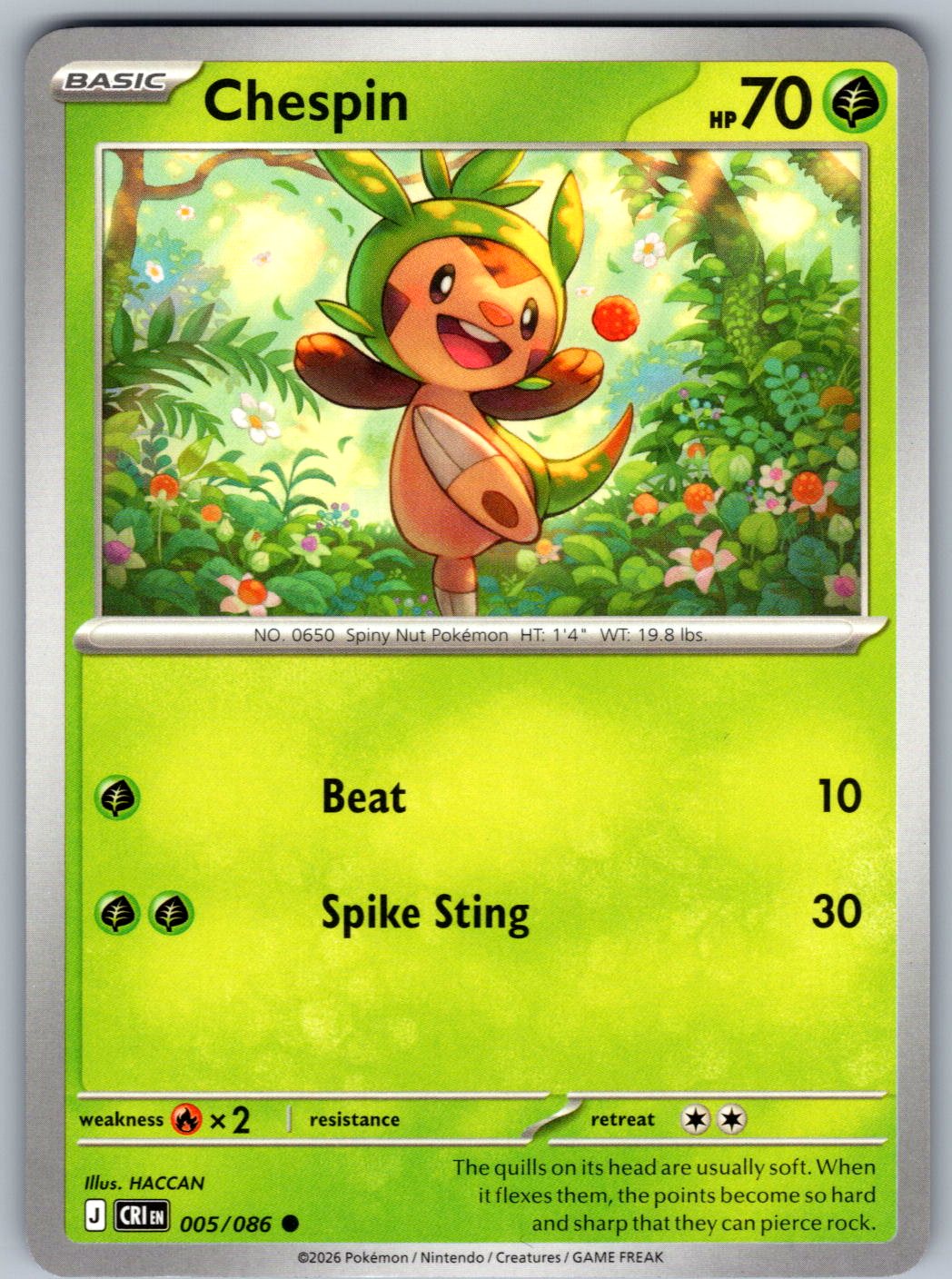 Chespin 005/086 Chaos Rising Pokemon