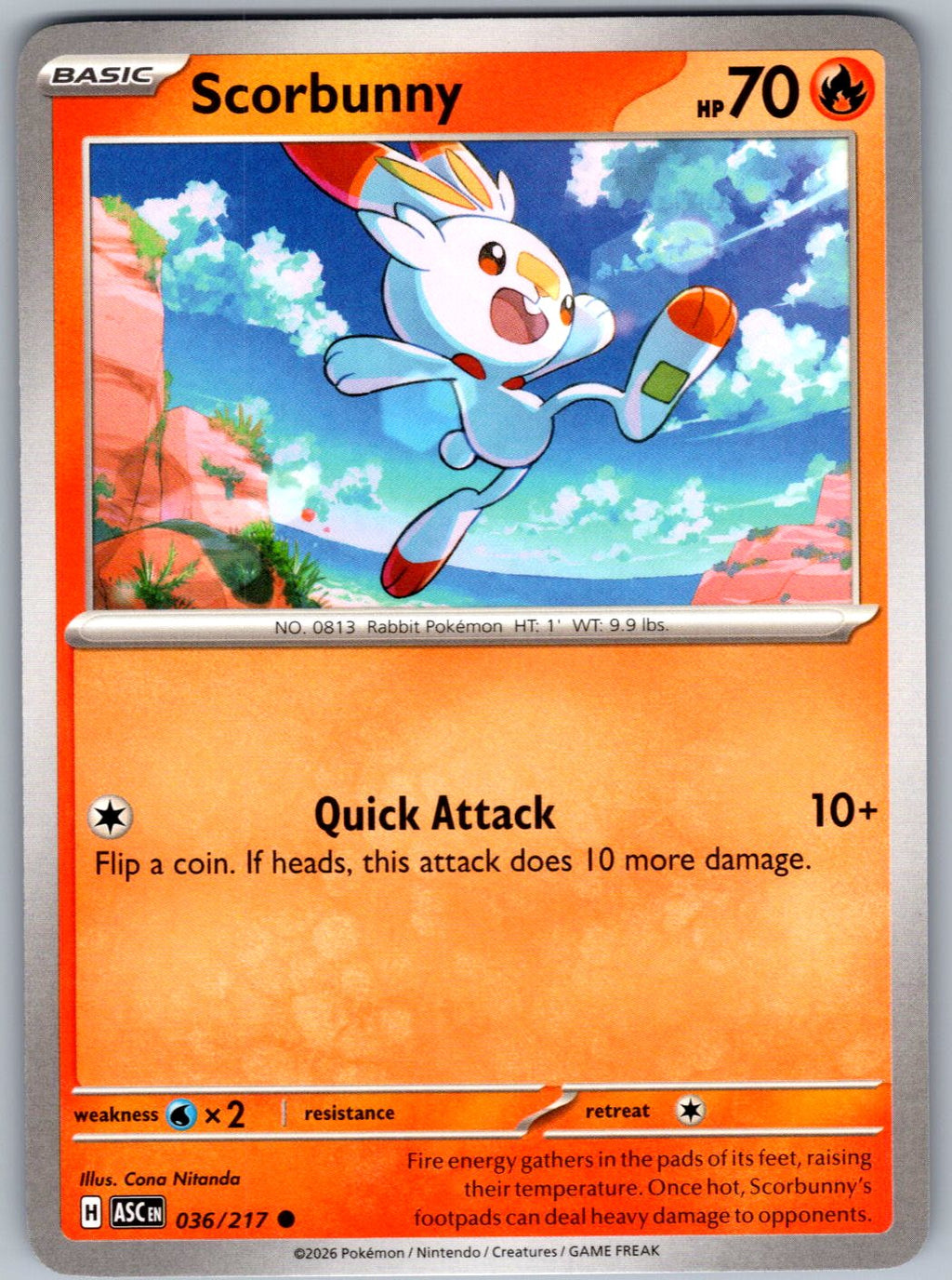 Scorbunny 036/217 Ascended Heroes Pokemon