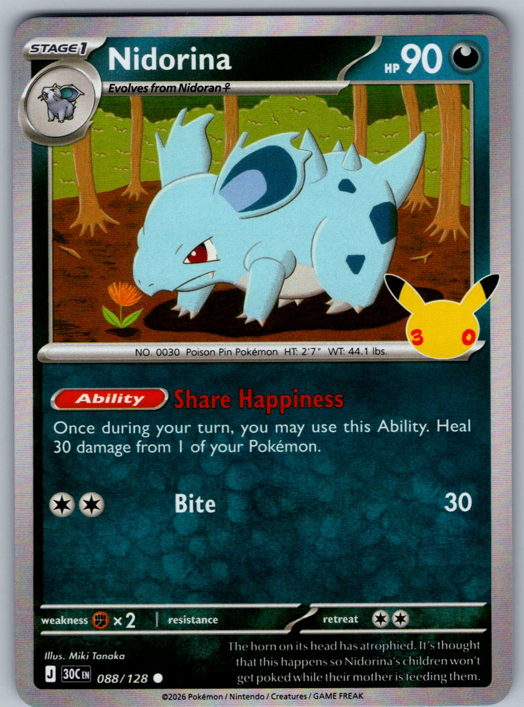 Nidorina 088/128 ME: 30th Celebration Pokemon Holo