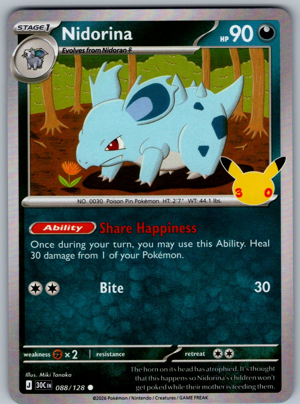 Nidorina 088/128 ME: 30th Celebration Pokemon Holo