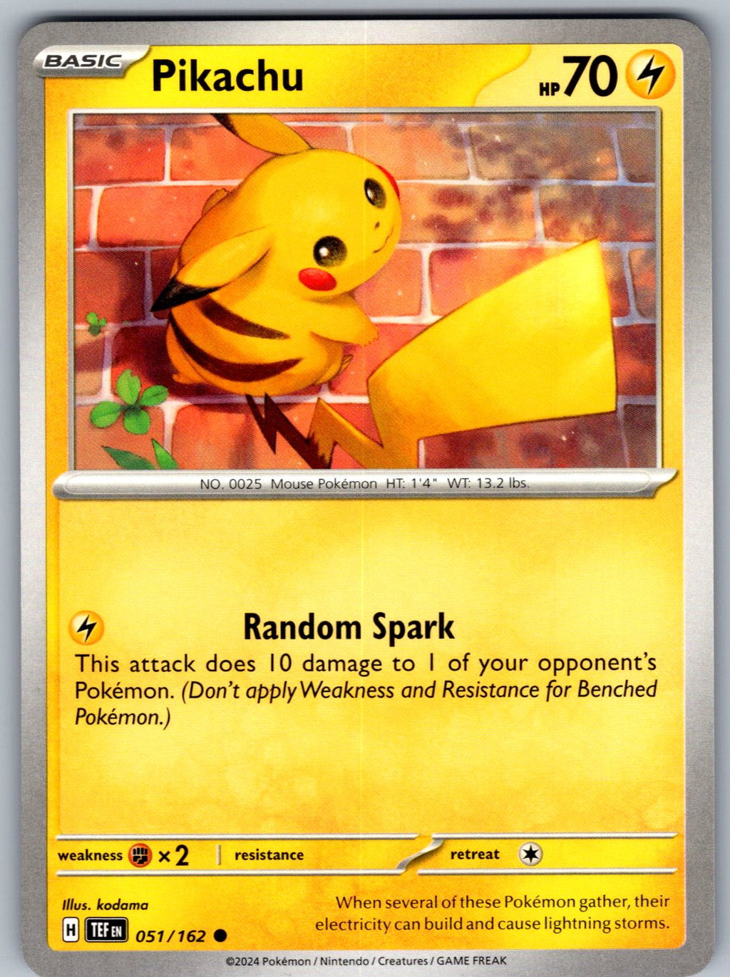 Pikachu 051/162 Temporal Forces Pokemon