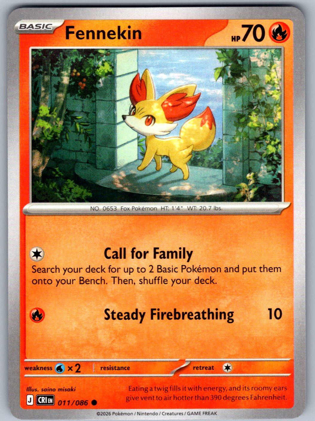 Fennekin 011/086 Chaos Rising Pokemon