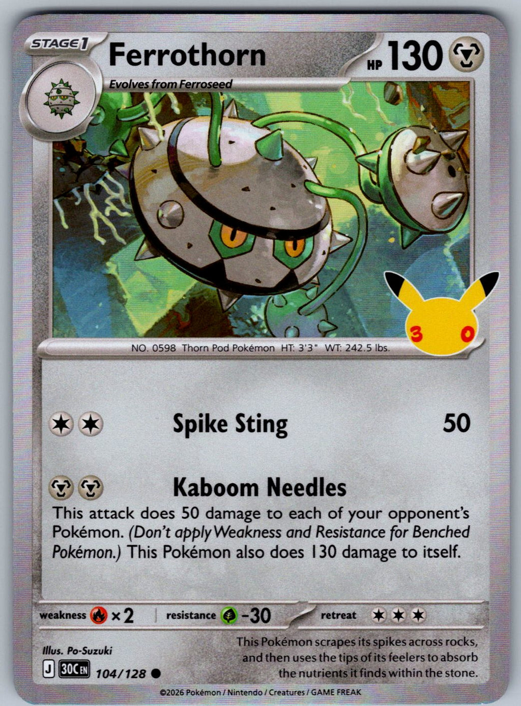 Ferrothorn 104/128 ME: 30th Celebration Pokemon Holo