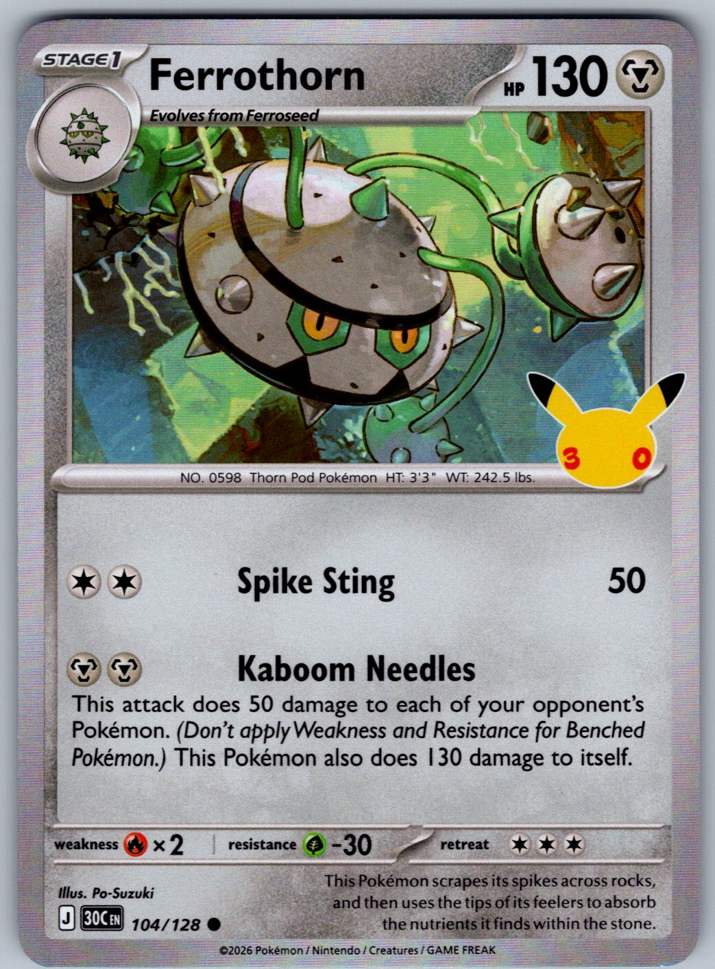 Ferrothorn 104/128 ME: 30th Celebration Pokemon Holo
