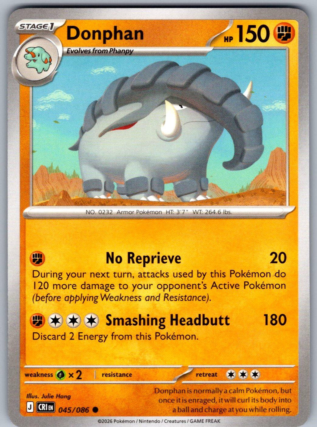 Donphan 045/086 Chaos Rising Pokemon