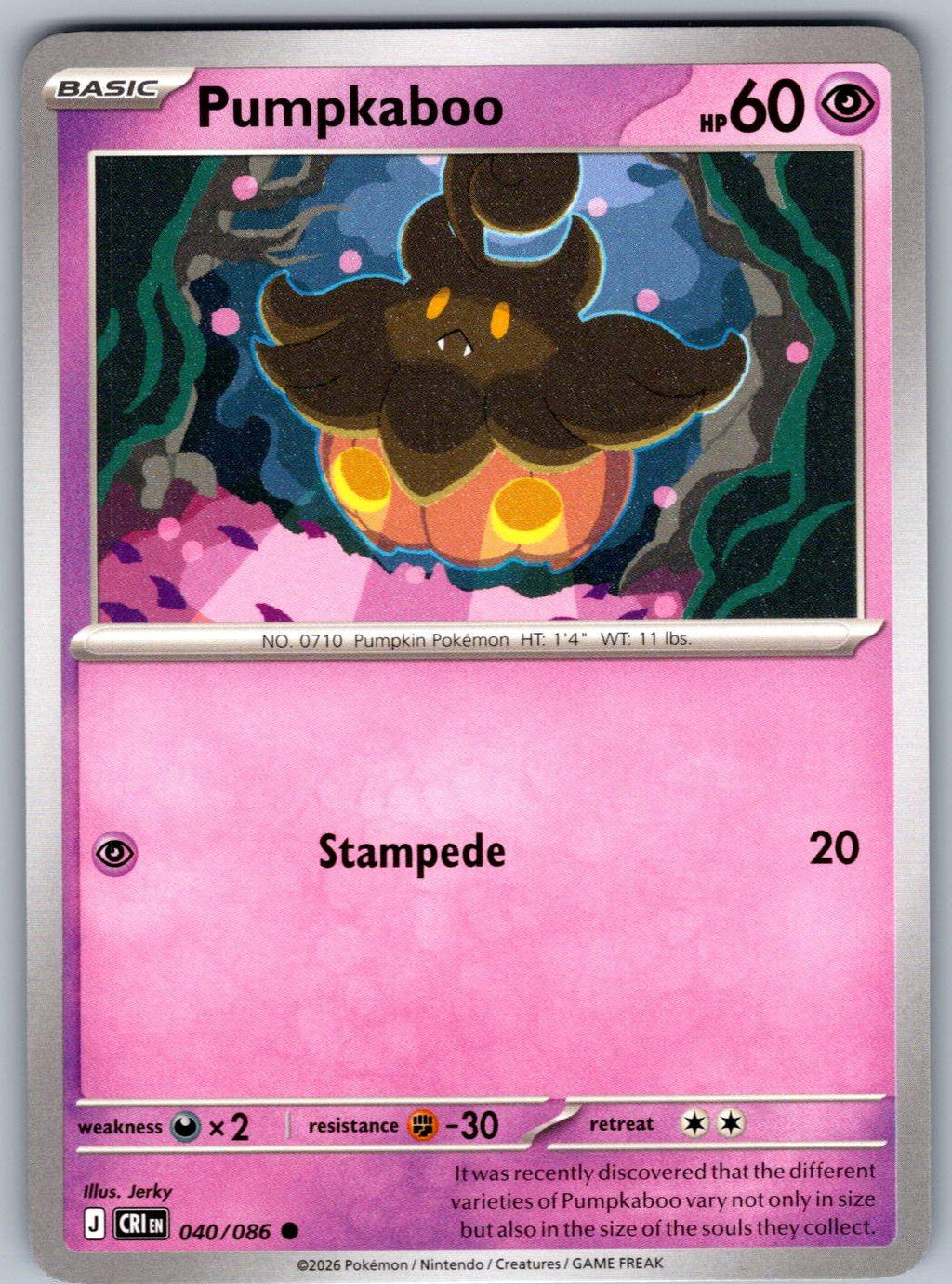 Pumpkaboo 040/086 Chaos Rising Pokemon