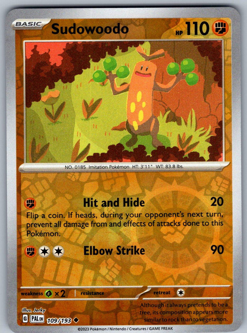 Sudowoodo 109/193 Paldea Evolved Pokemon Reverse Holo