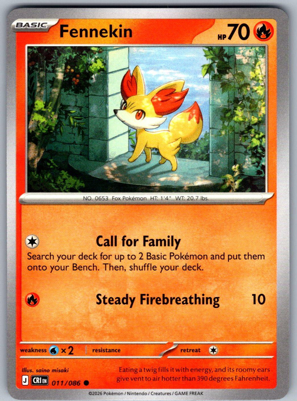 Fennekin 011/086 Chaos Rising Pokemon