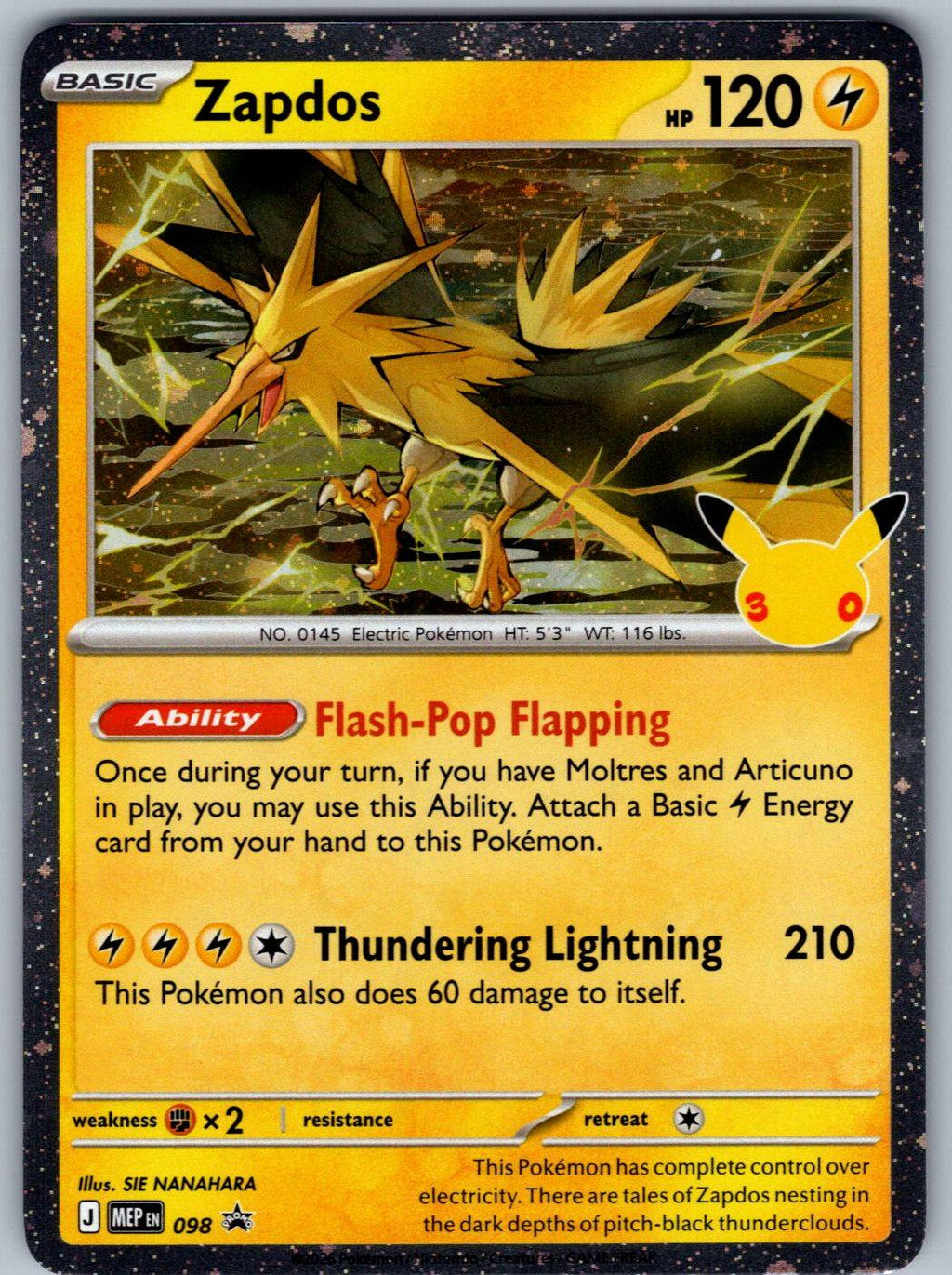 Zapdos 055/128 ME: 30th Celebration Pokemon Holo