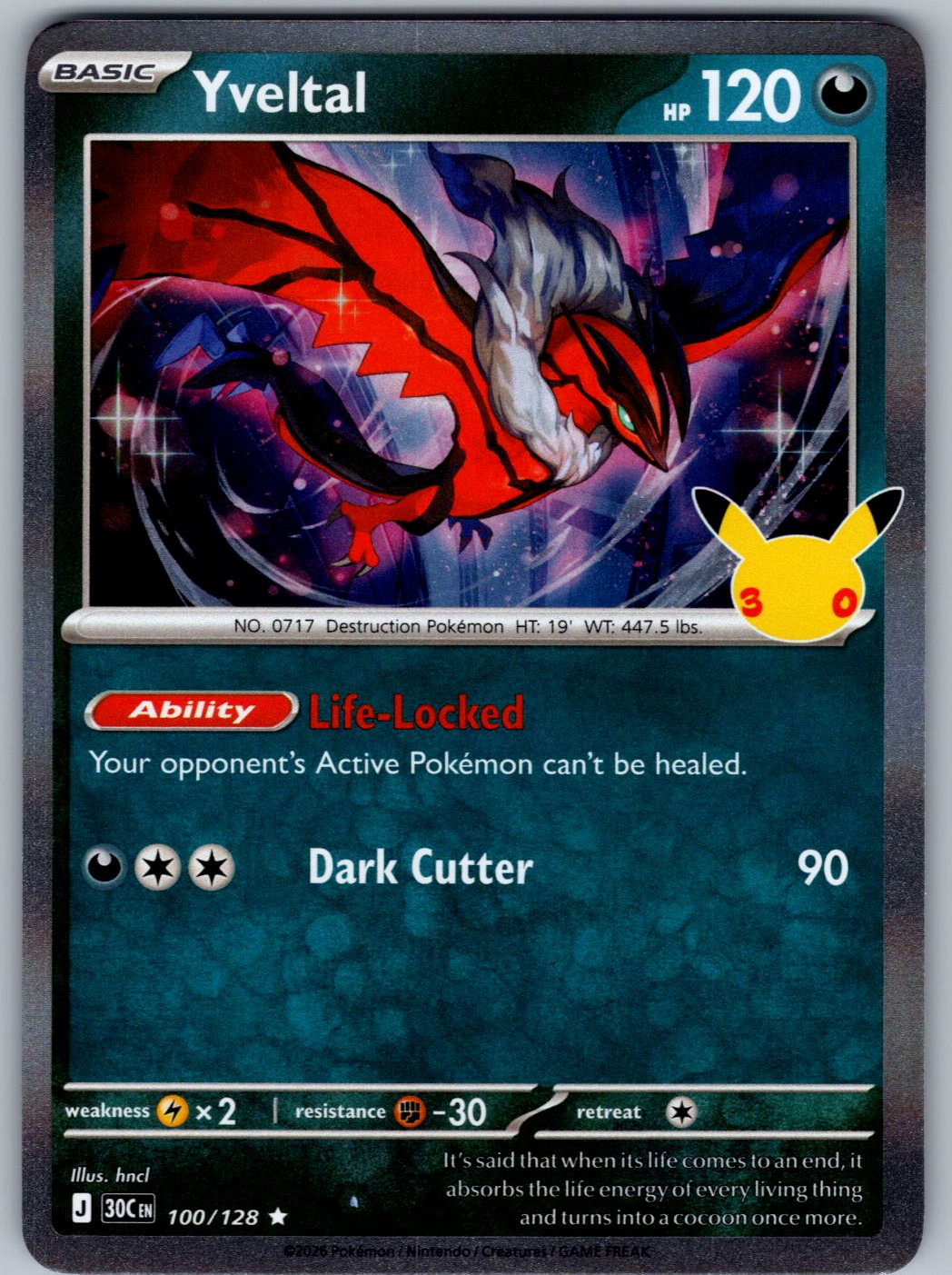 Yveltal 100/128 ME: 30th Celebration Pokemon Holo