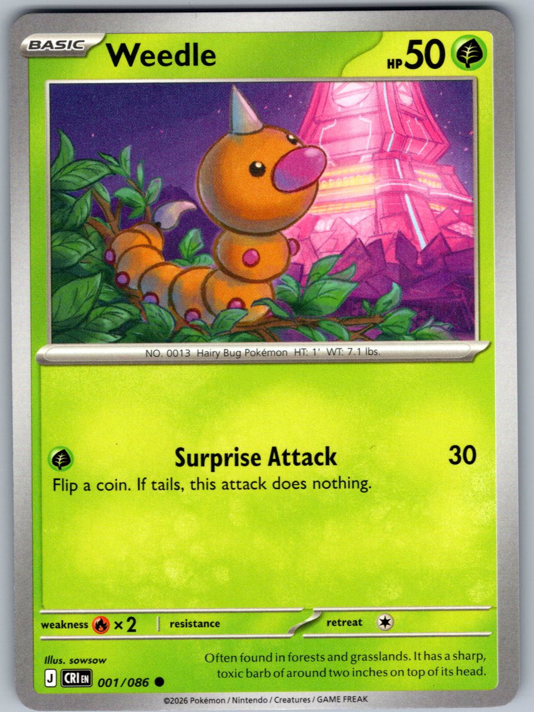 Weedle 001/086 Chaos Rising Pokemon