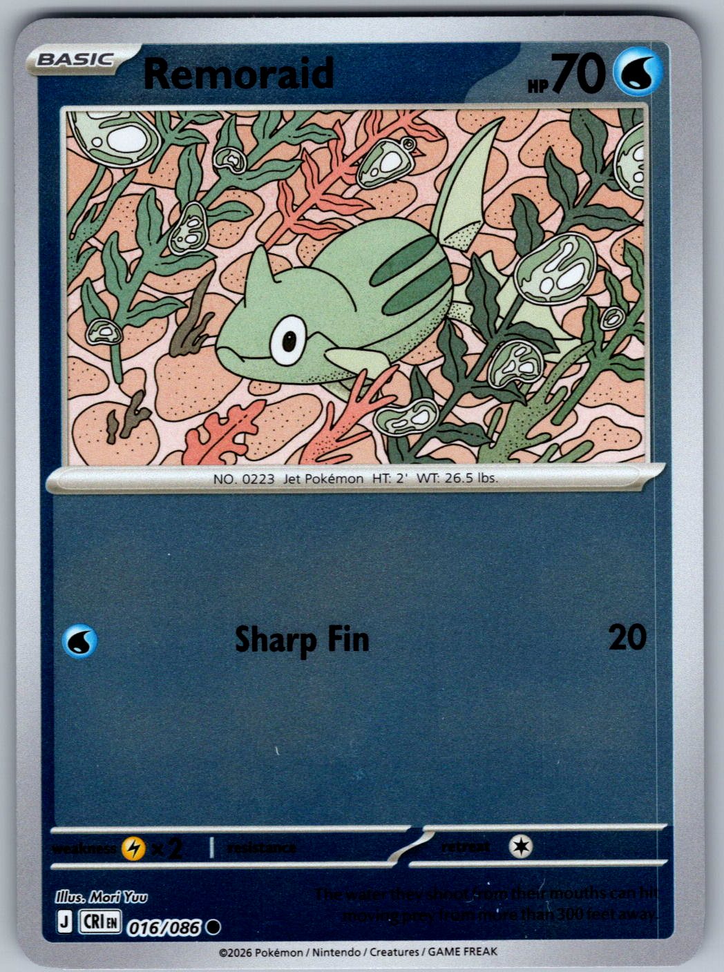 Remoraid 016/086 Chaos Rising Pokemon Reverse Holo