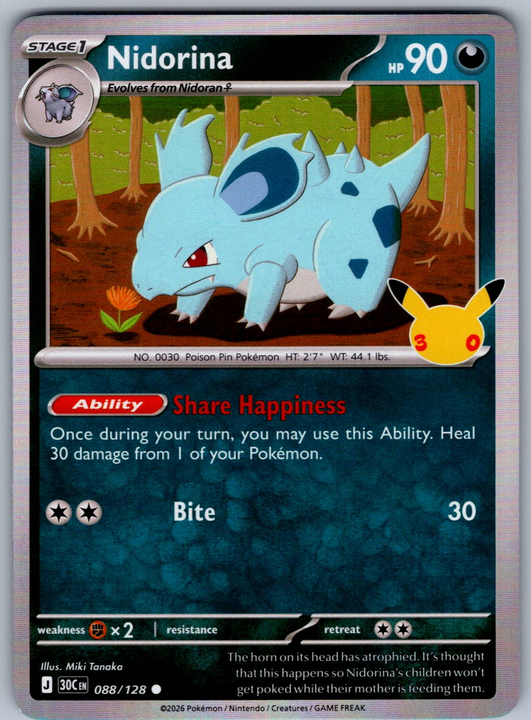 Nidorina 088/128 ME: 30th Celebration Pokemon Holo