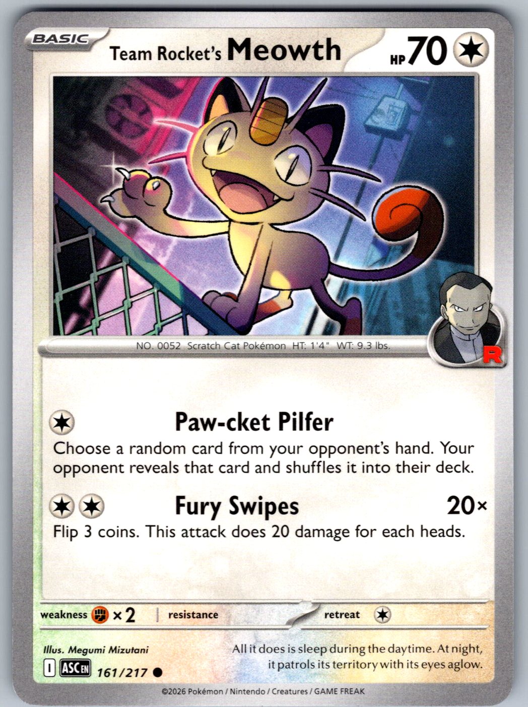 Team Rocket's Meowth 161/217 Ascended Heroes Pokemon