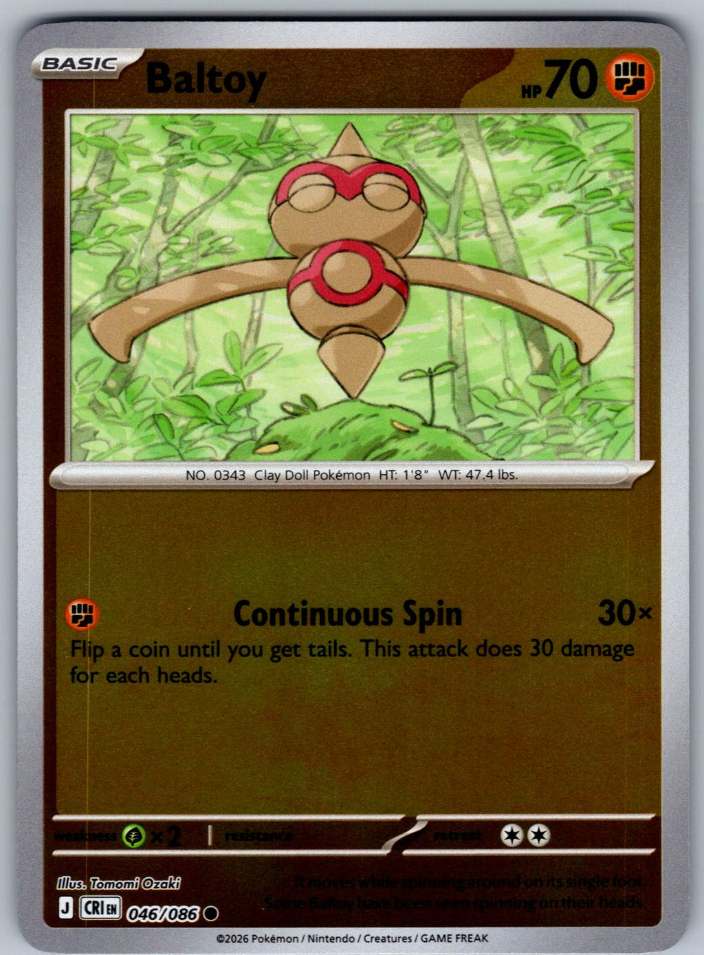 Baltoy 046/086 Chaos Rising Pokemon Reverse Holo