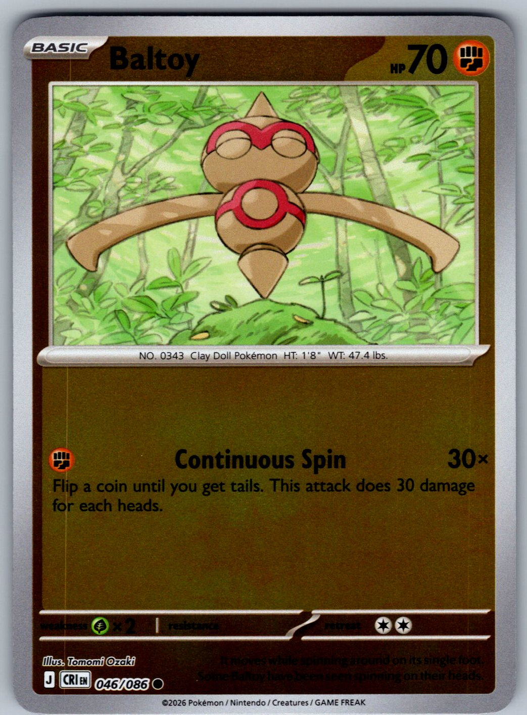 Baltoy 046/086 Chaos Rising Pokemon Reverse Holo