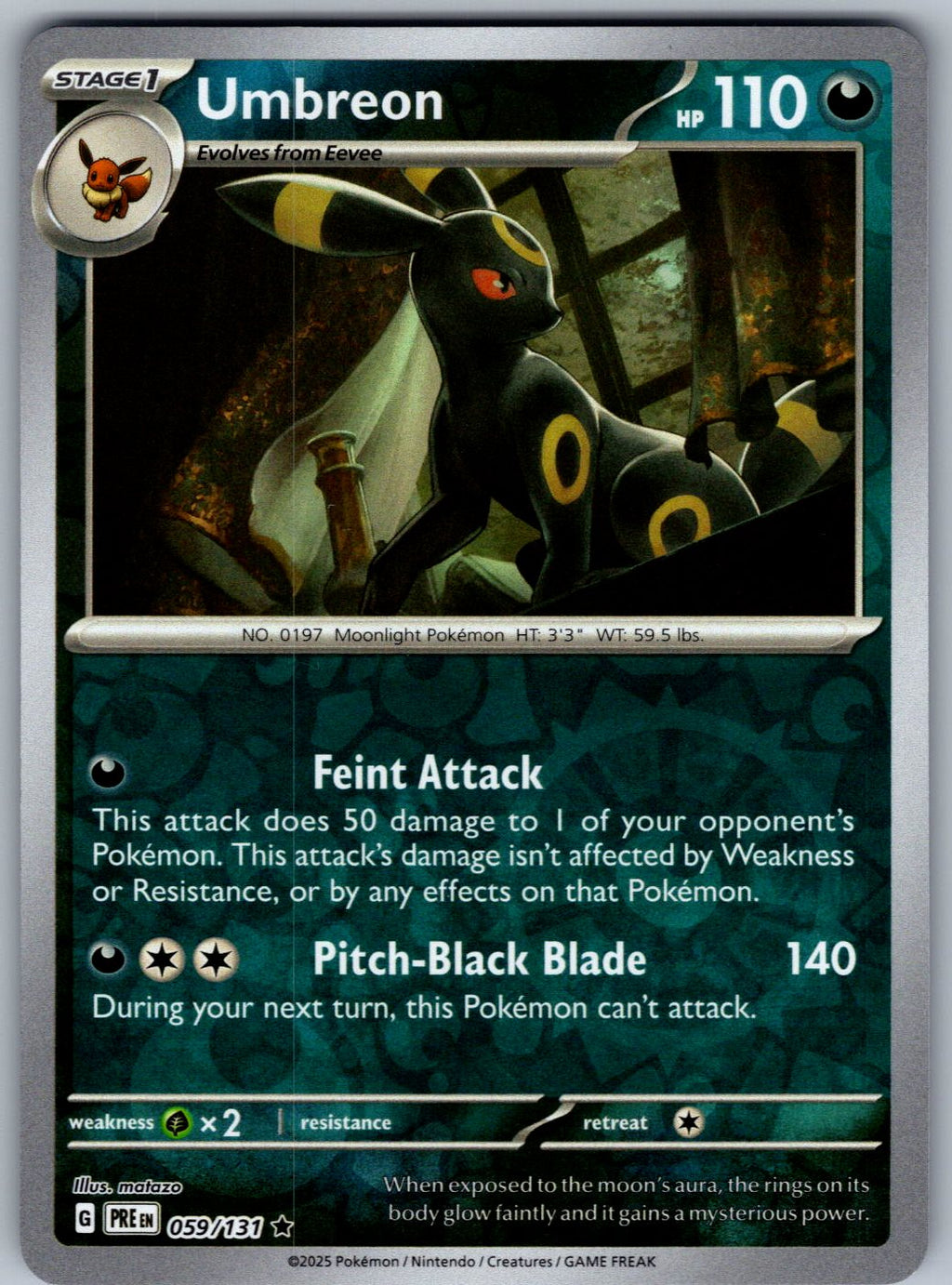 Umbreon 059/131 Prismatic Evolutions Pokemon Reverse Holo