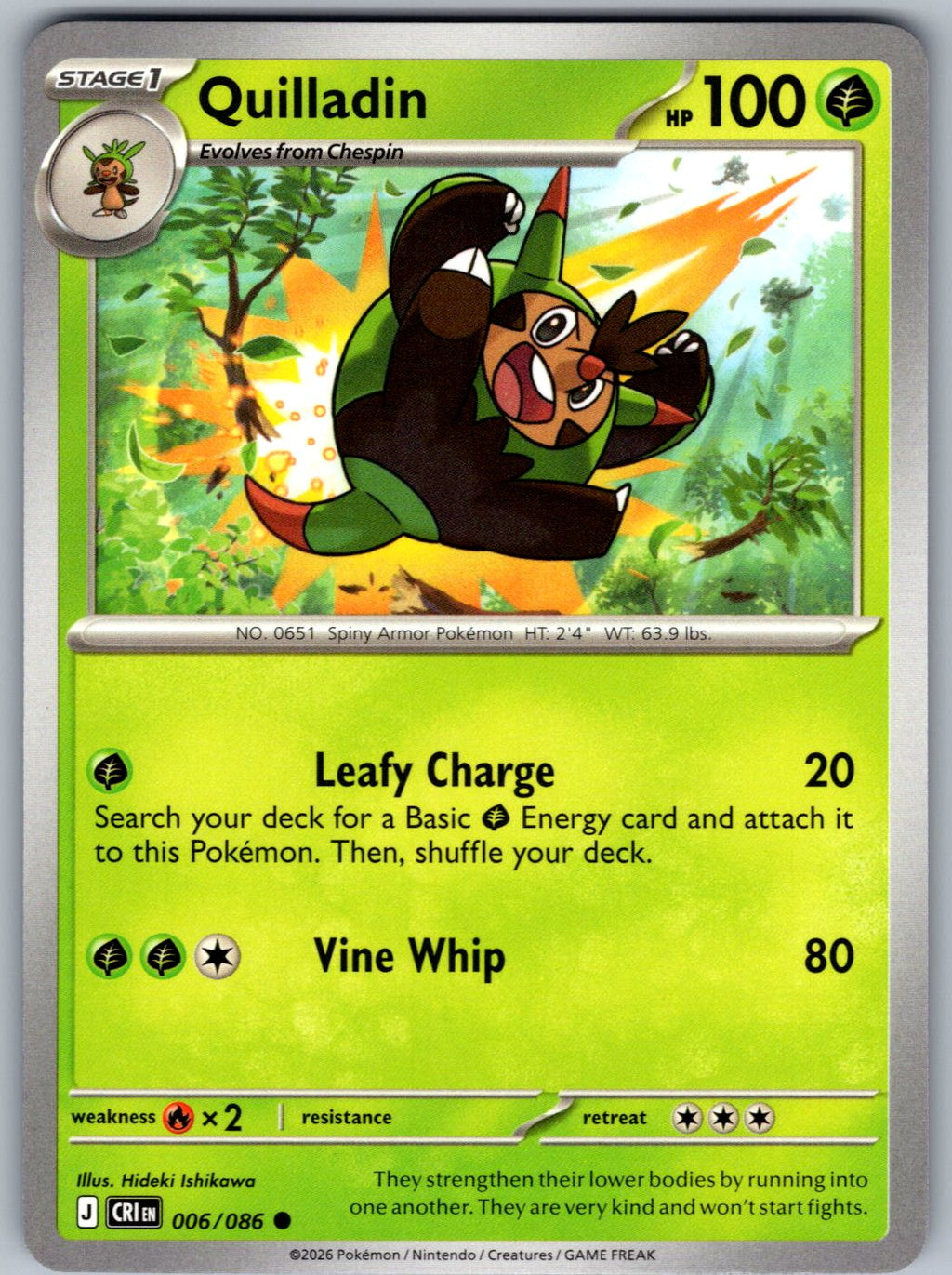 Quilladin 006/086 Chaos Rising Pokemon