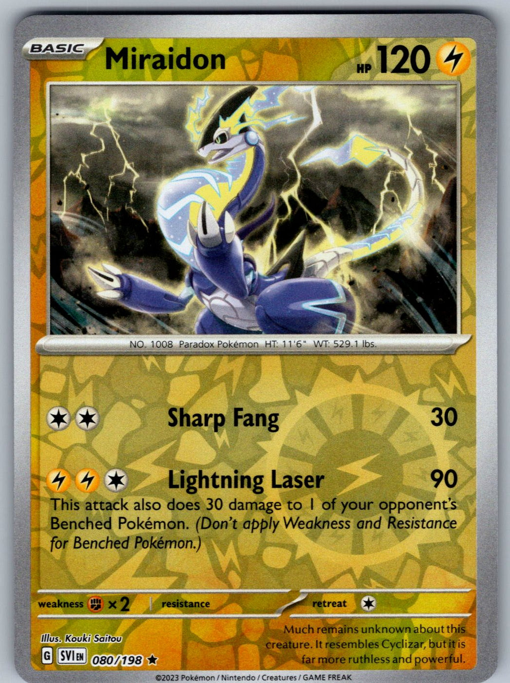 Miraidon 080/198 Scarlet & Violet Pokemon Reverse Holo